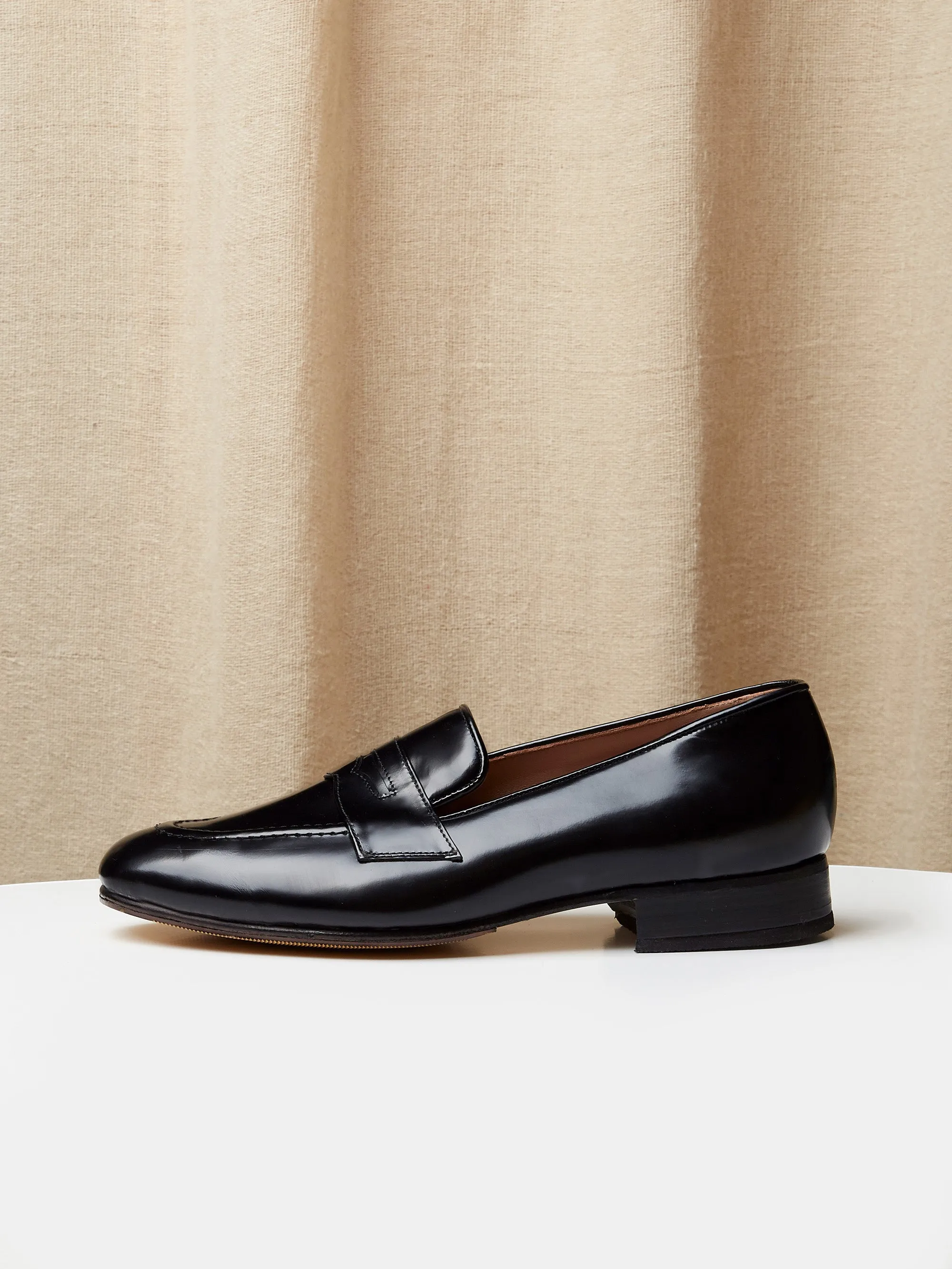 Penny Loafer in Black High Shine Calf