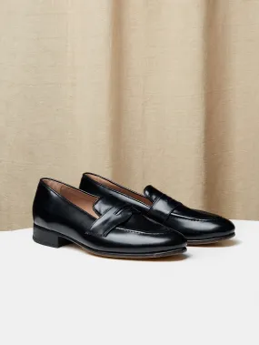 Penny Loafer in Black High Shine Calf