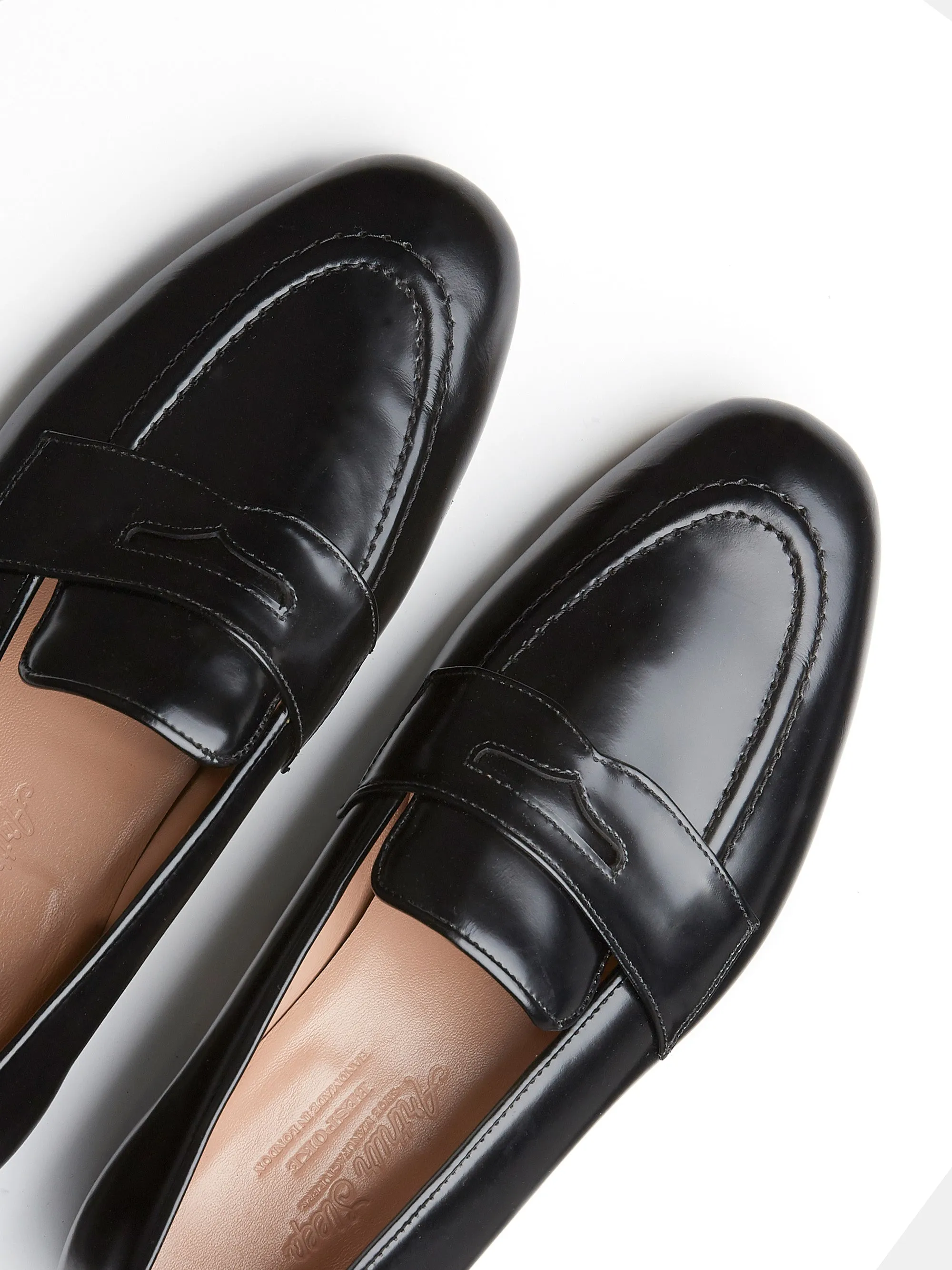 Penny Loafer in Black High Shine Calf