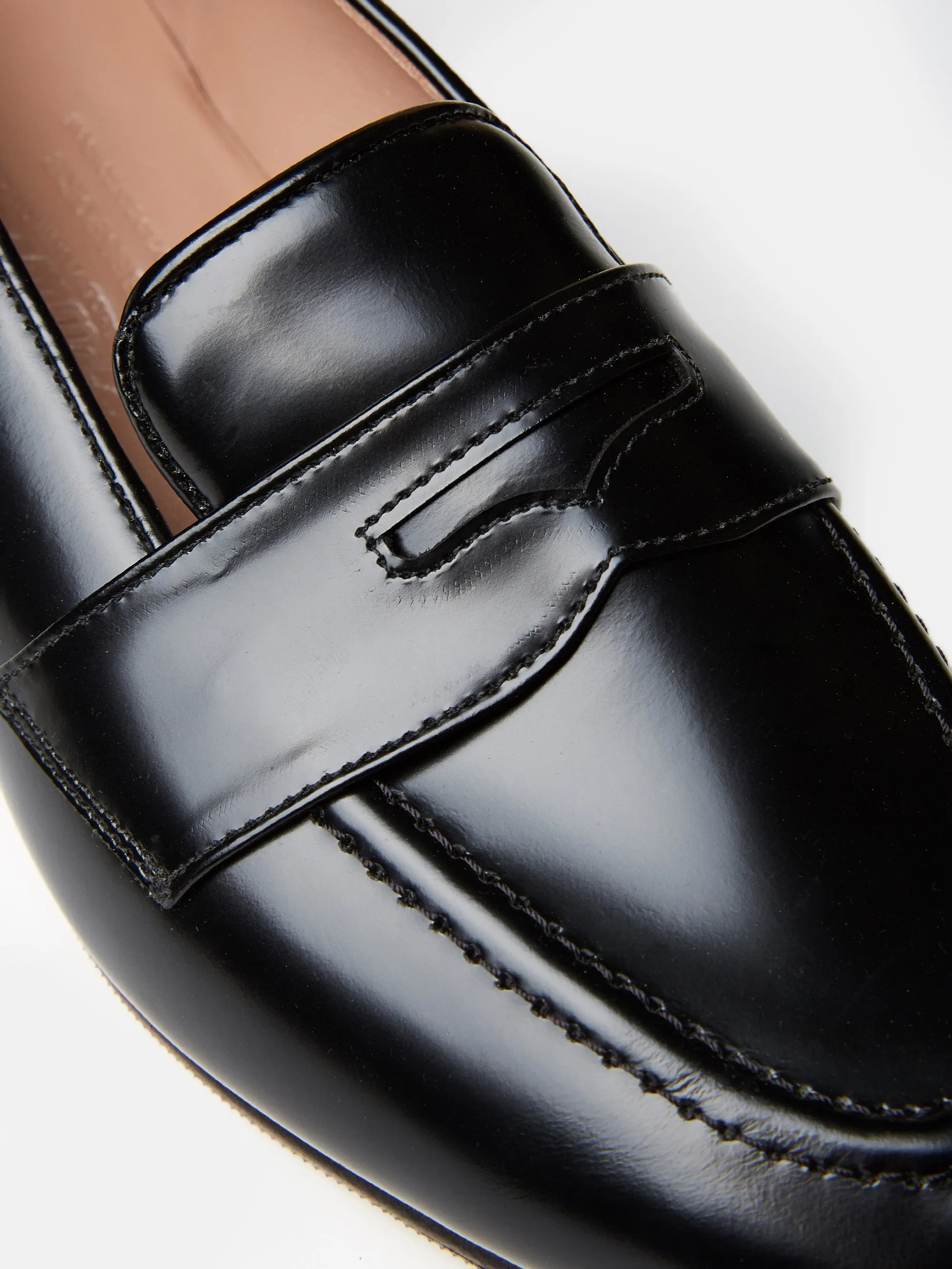 Penny Loafer in Black High Shine Calf