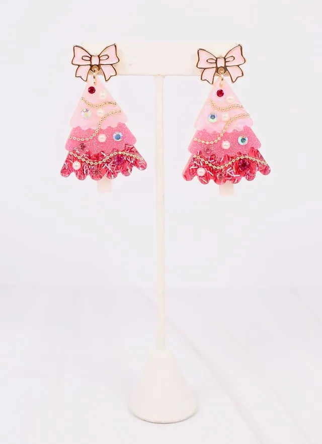 Perfectly Trimmed Christmas Tree Earring PINK