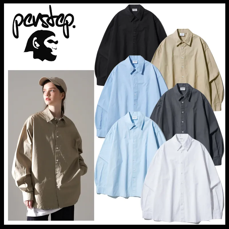 perstep  |Unisex Street Style Cotton Logo Shirts