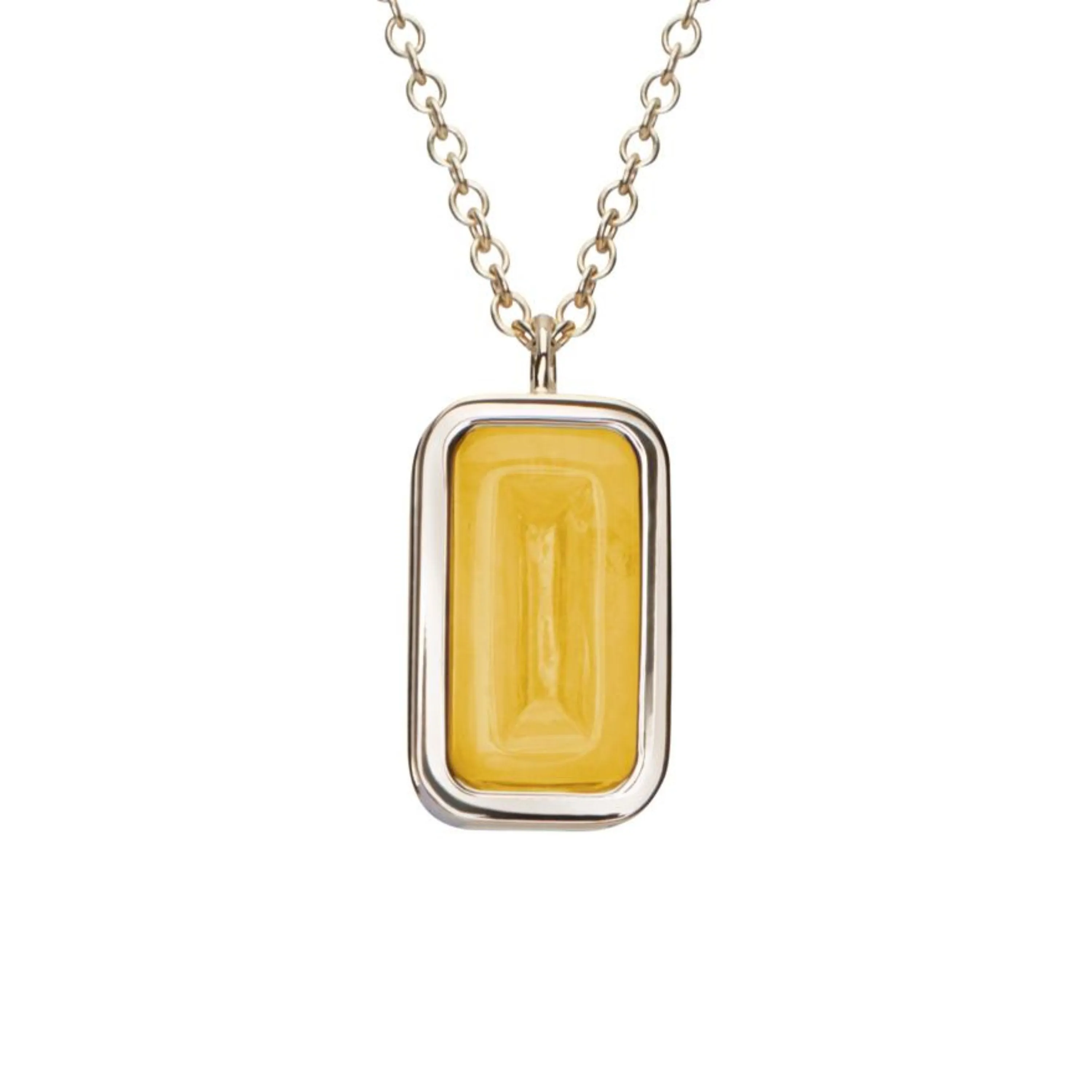 Pfefferminz necklace lemon white gold with yellow agate