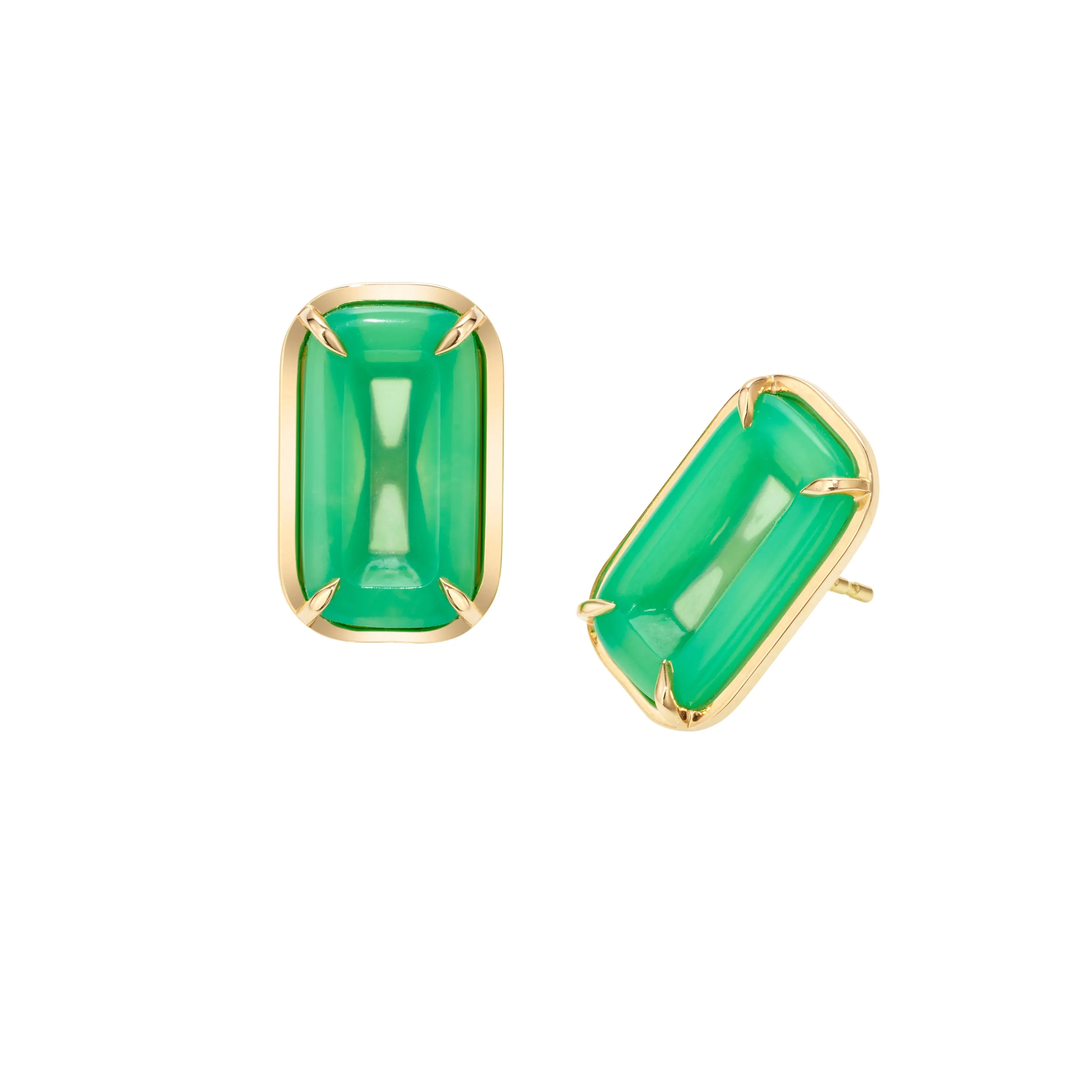 Pfefferminz studs kiwi yellow gold with chrysoprase