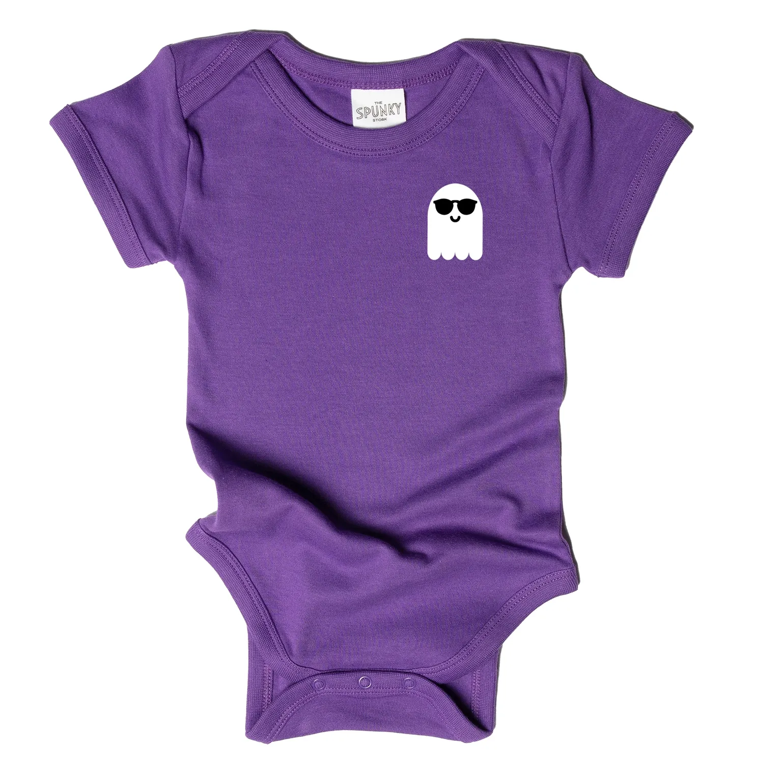 Pocket Ghost Cool Halloween Organic Cotton Toddler Shirt or Bodysuit / Purple