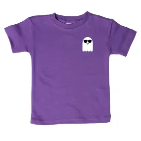 Pocket Ghost Cool Halloween Organic Cotton Toddler Shirt or Bodysuit / Purple