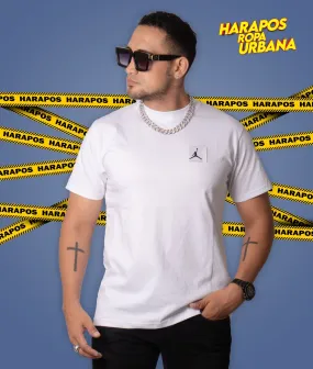 Polera jordan blanca logo cuadrado