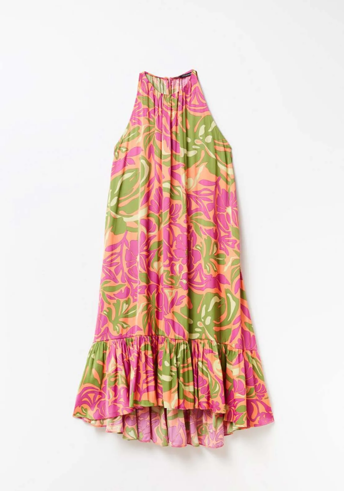 Printed halter-neck dress