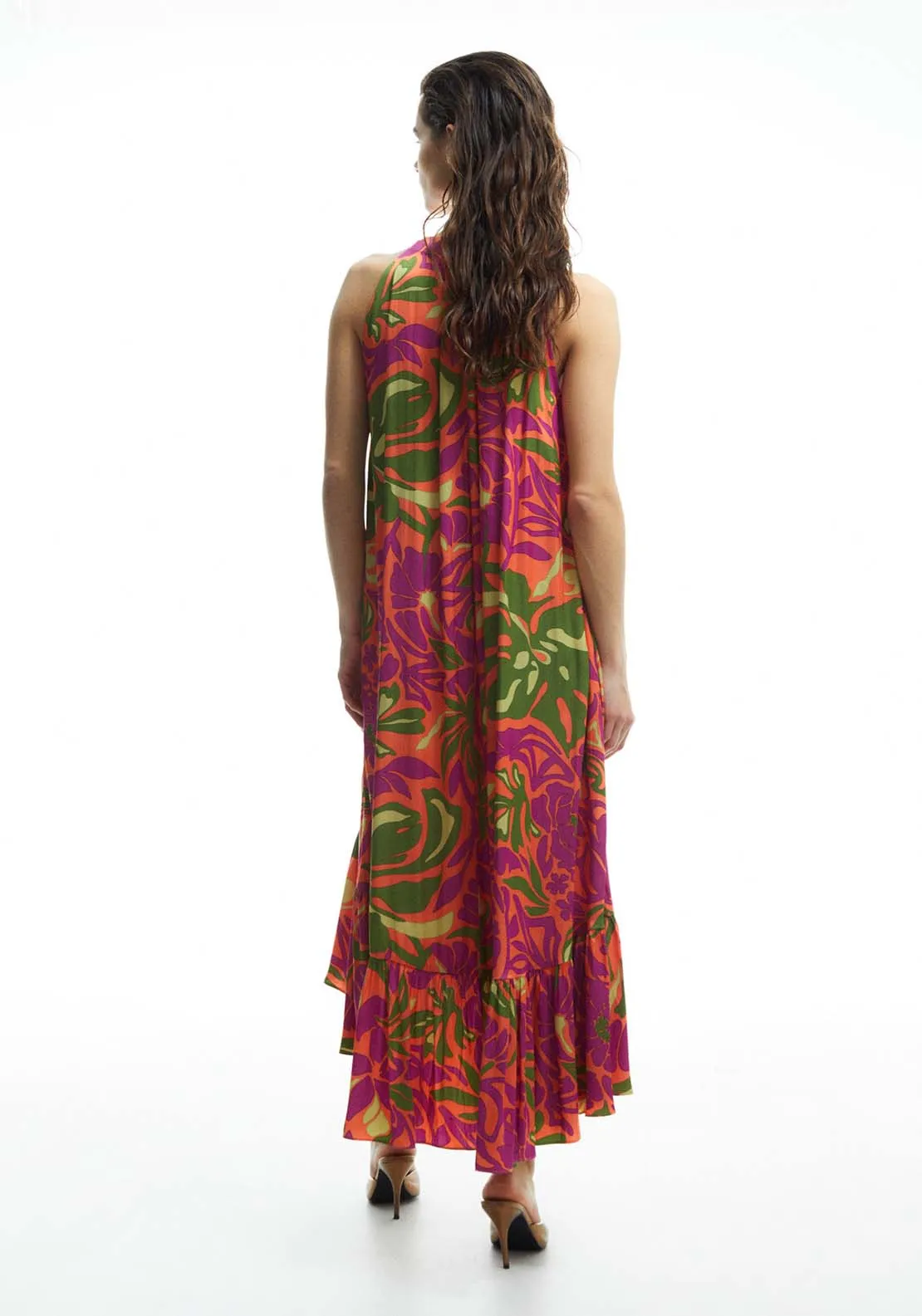 Printed halter-neck dress