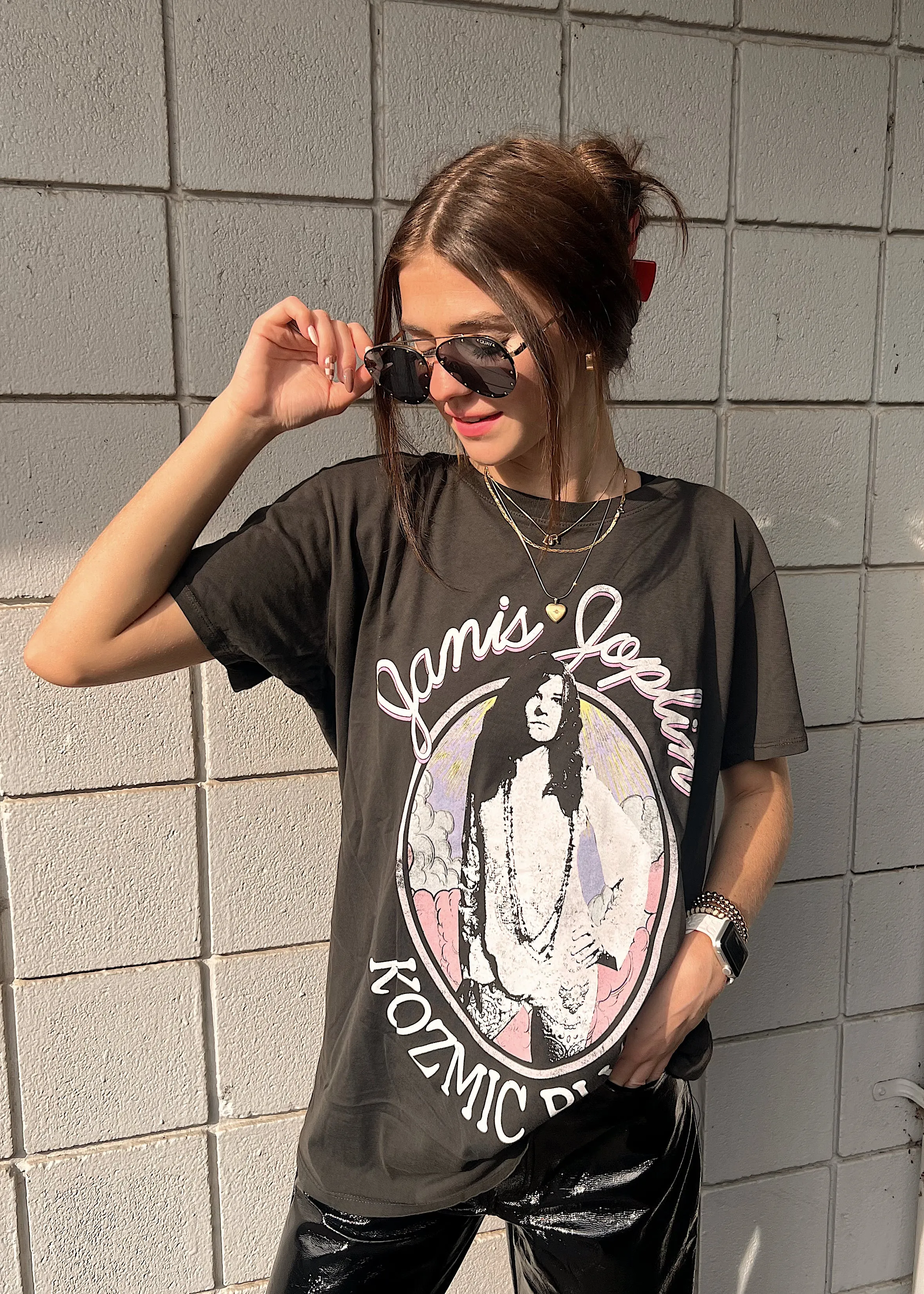 Recycled Karma Janis Joplin Tee | Vintage Black