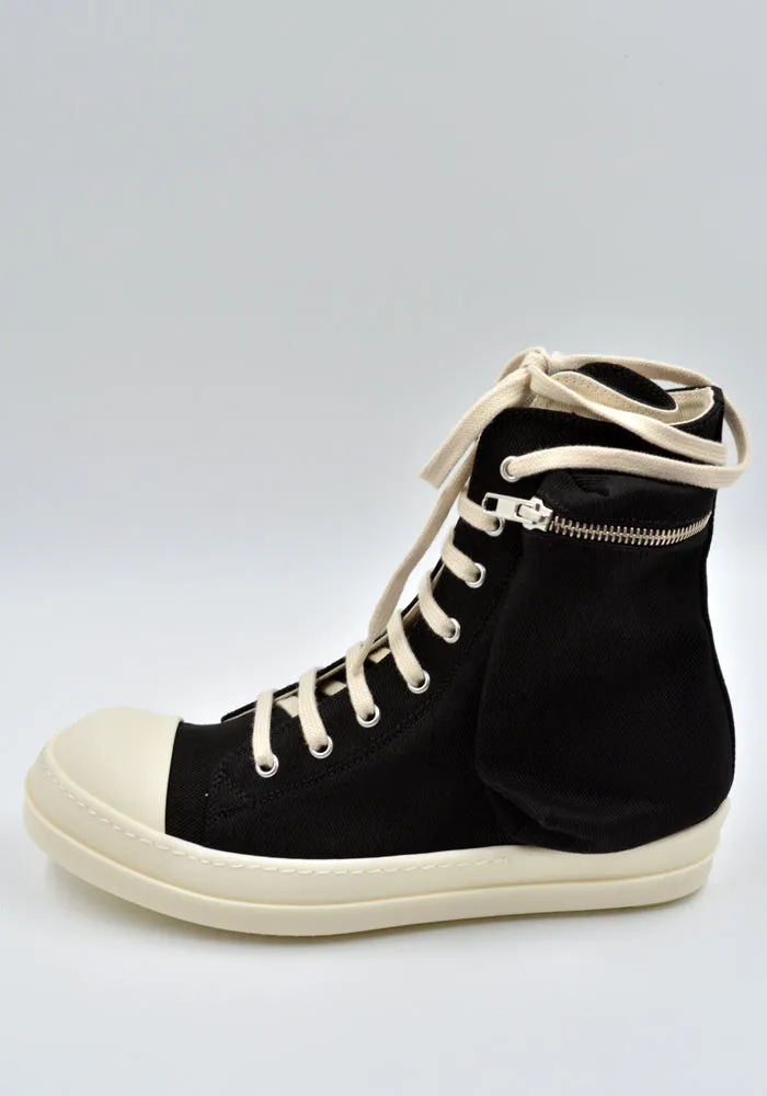 RICK OWENS DRKSHDW DU02D2801 DO CARGO DENIM SNEAKERS BLACK/MILK (New Season FW24)