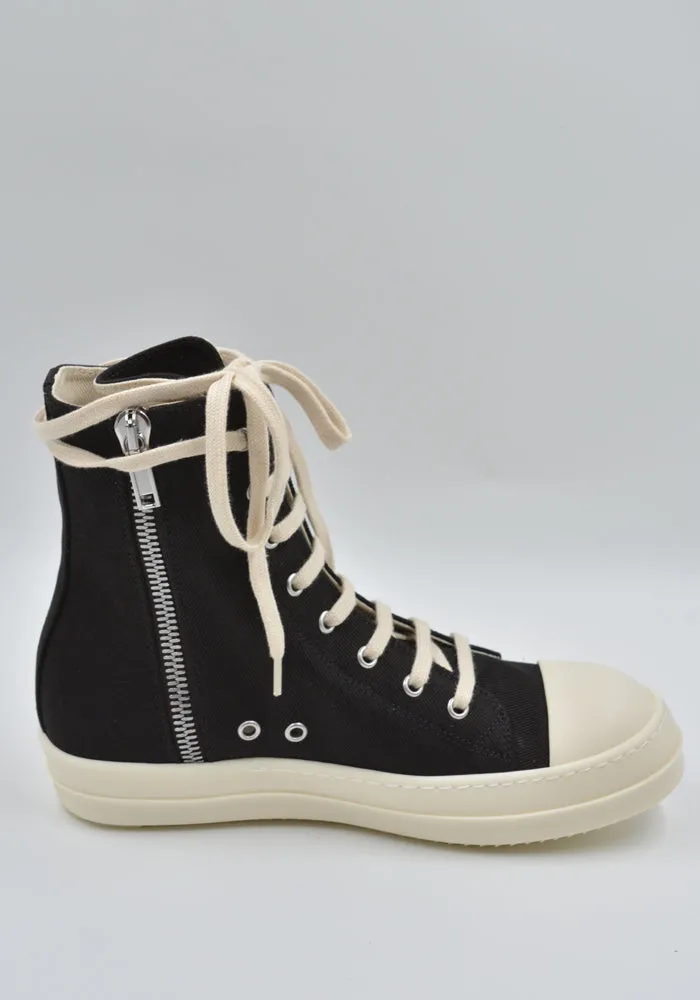 RICK OWENS DRKSHDW DU02D2801 DO CARGO DENIM SNEAKERS BLACK/MILK (New Season FW24)