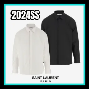 Saint Laurent  |Unisex Plain Cotton Luxury Shirts