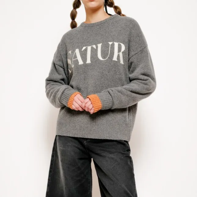 SATUR  |Unisex Street Style Plain V-neck & Crew neck