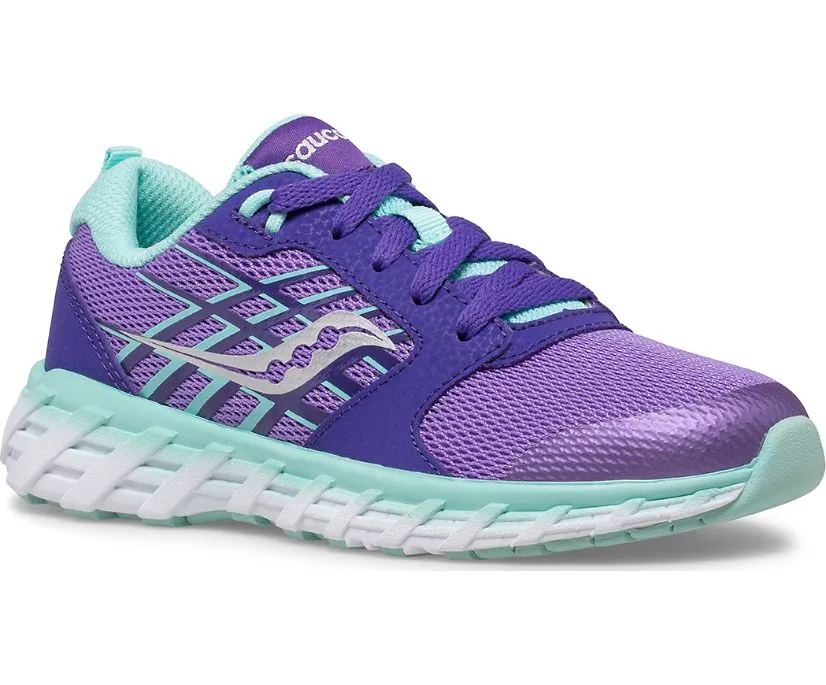 Saucony Kids Toddler Girls Wind 2.0 A/C Sneakers- Purple/Turqoise