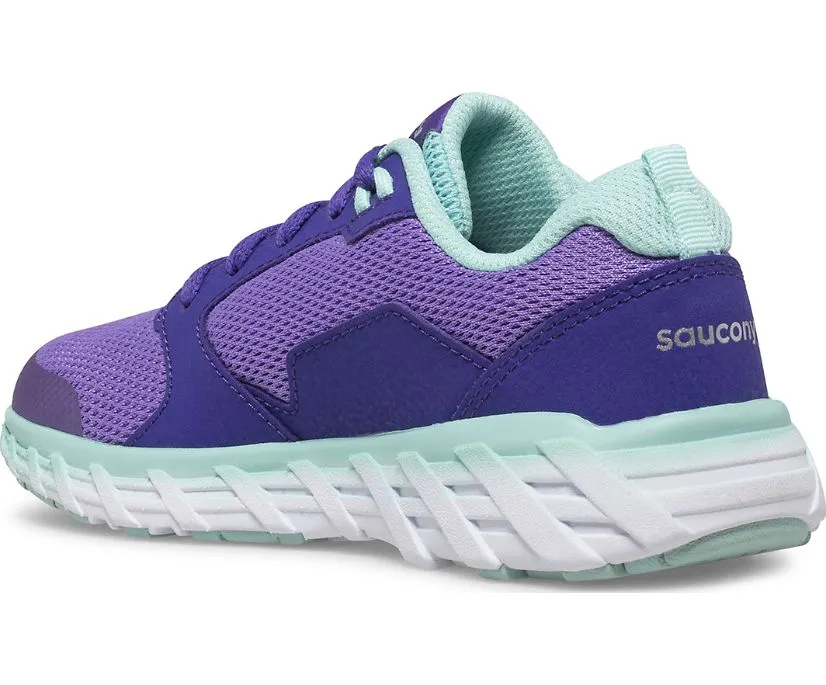 Saucony Kids Toddler Girls Wind 2.0 A/C Sneakers- Purple/Turqoise