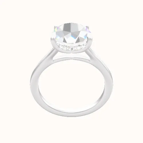 Split Cathedral Engagement Ring With Low Set Pave  Hidden Halo Head