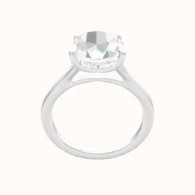 Split Cathedral Engagement Ring With Low Set Pave  Hidden Halo Head