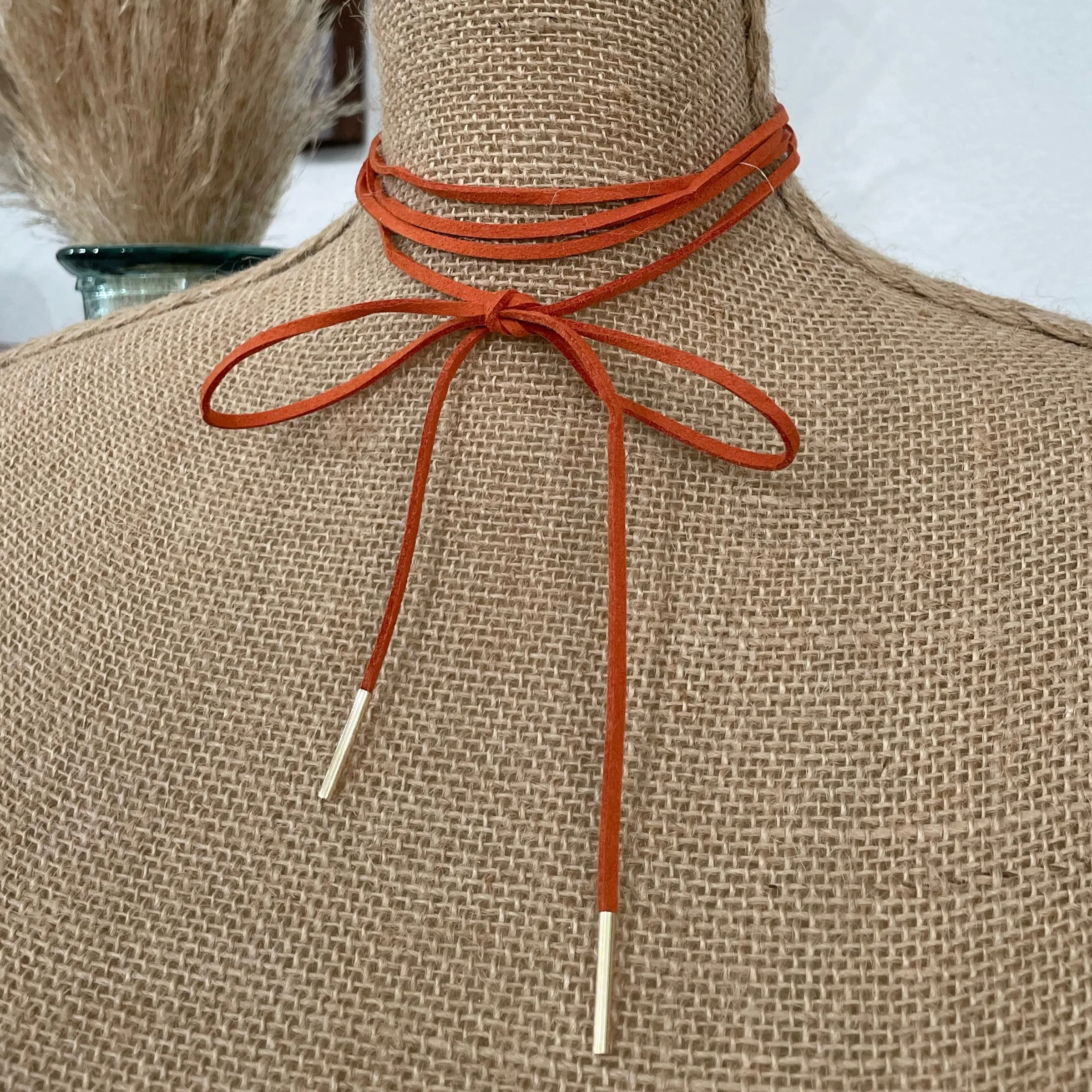 Suede Choker- Rust Orange