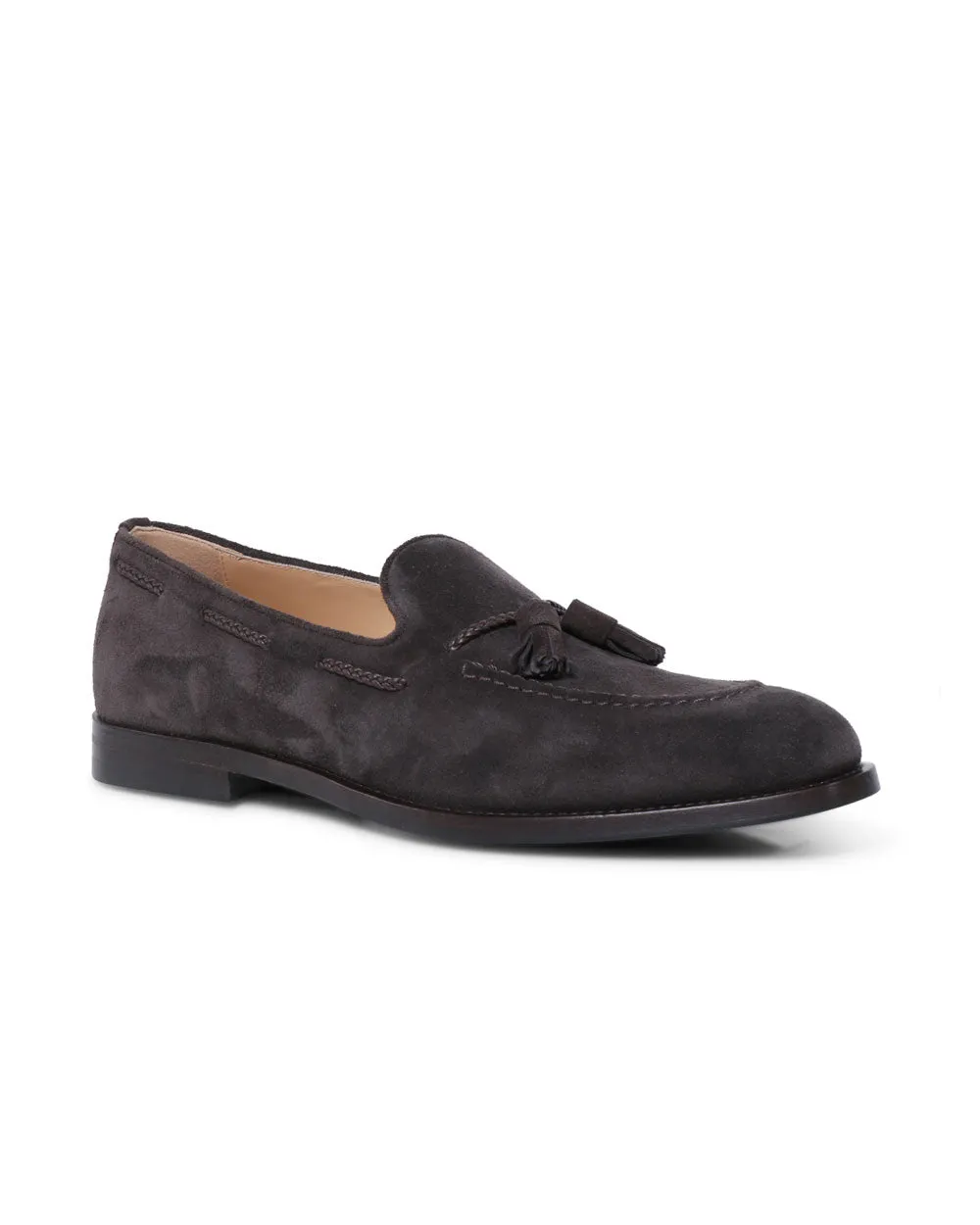 Suede Tassel Loafer in Dark Grey