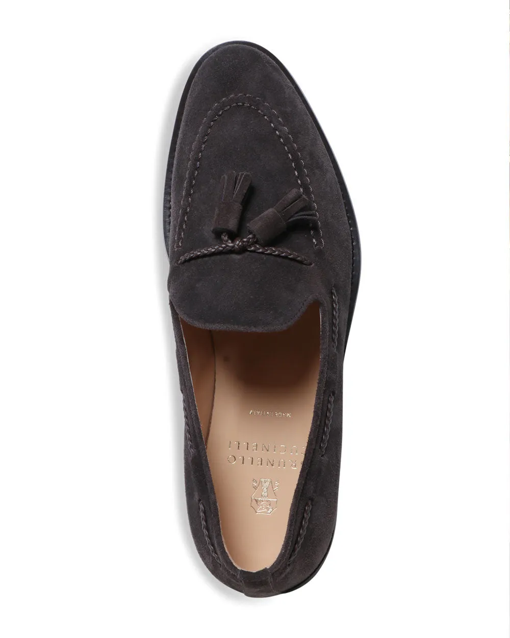 Suede Tassel Loafer in Dark Grey