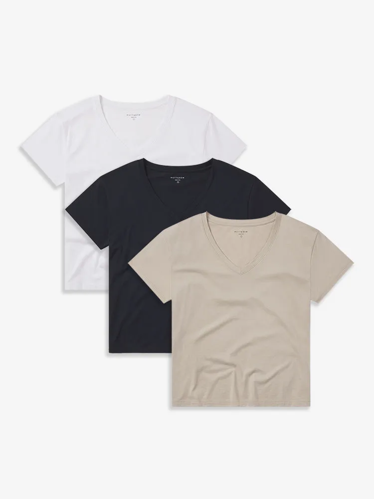 The Cotton Relaxed V-Neck Tee 3-Pack