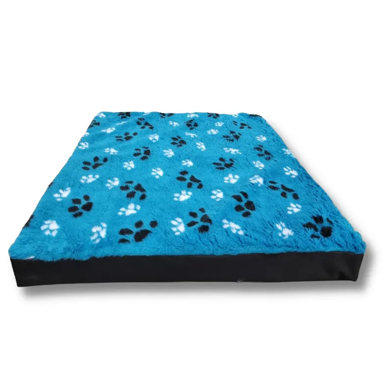 Topmast Blokkussen Hondenmatras 100 x 75 x 10 cm Vetfleece Turquoise voetprint