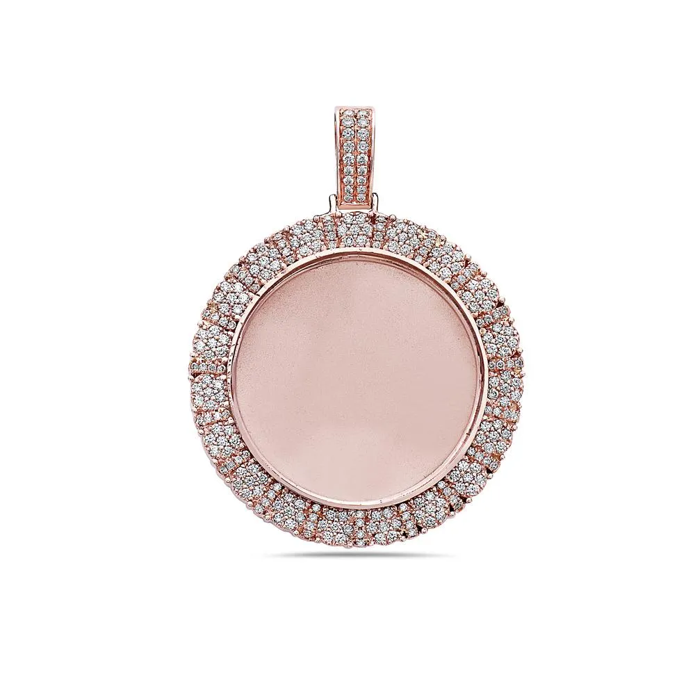 Unisex 14K Rose Gold Blank Bezel Pendant with 2.40 CT Diamonds