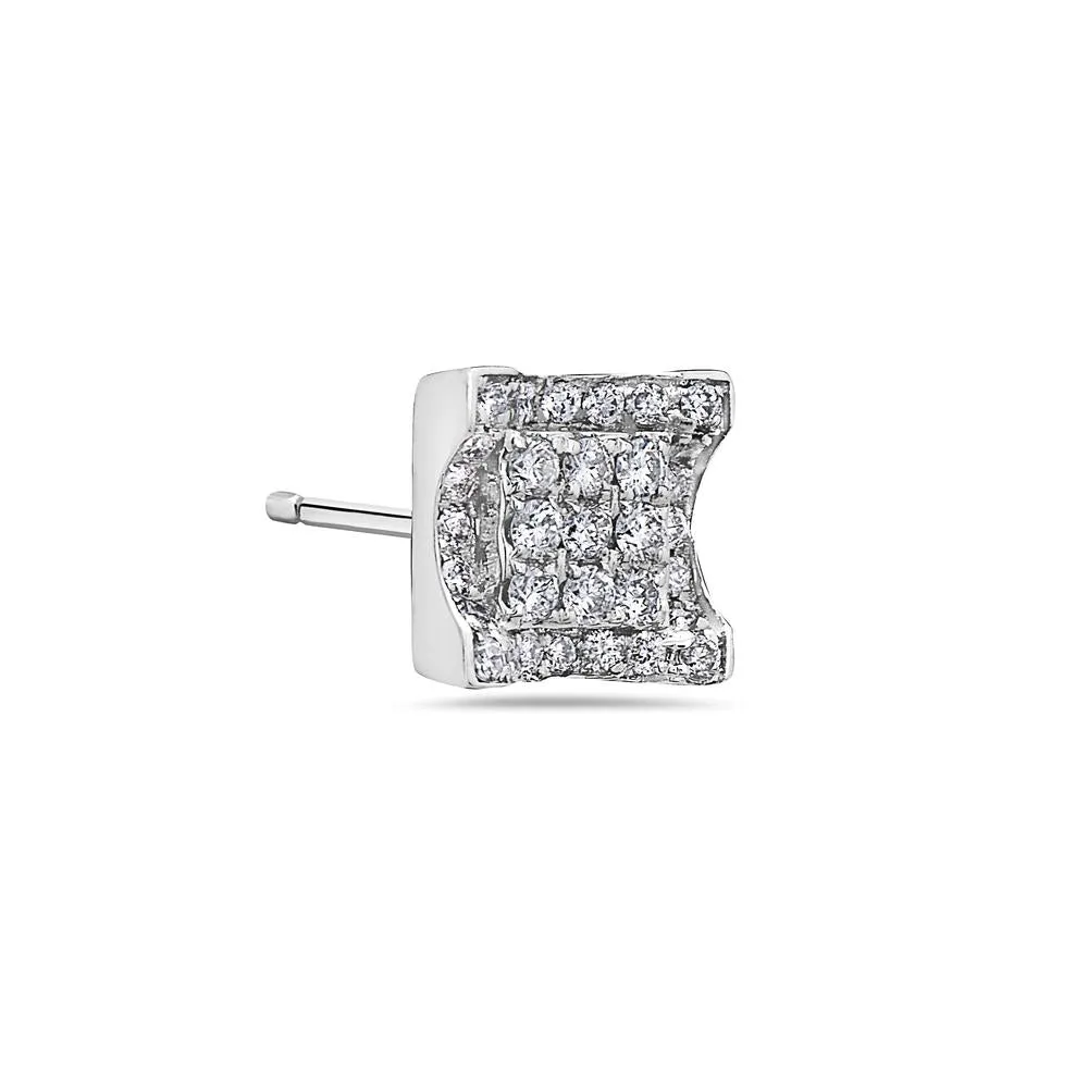 Unisex 14K White Gold Earrings With Round Shaped Diamonds