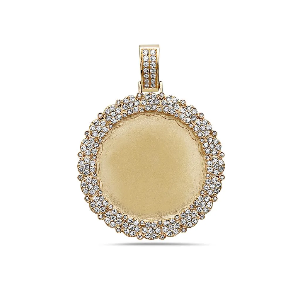 Unisex 14K Yellow Gold Blank Bezel Pendant with 2.23 CT Diamonds