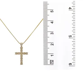 Unisex 18K Yellow Gold Cross Pendant With 0.45 CT Diamonds