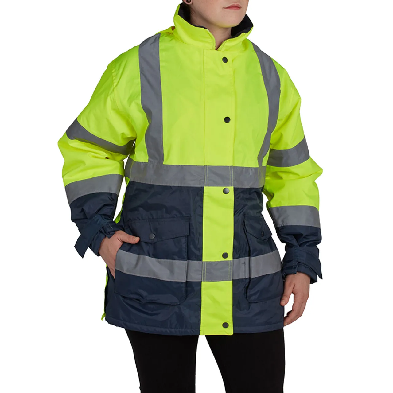 Utility Pro Class 2 Hi Vis Yellow Navy Bottom Ladies Parka with Teflon Protector UHV664