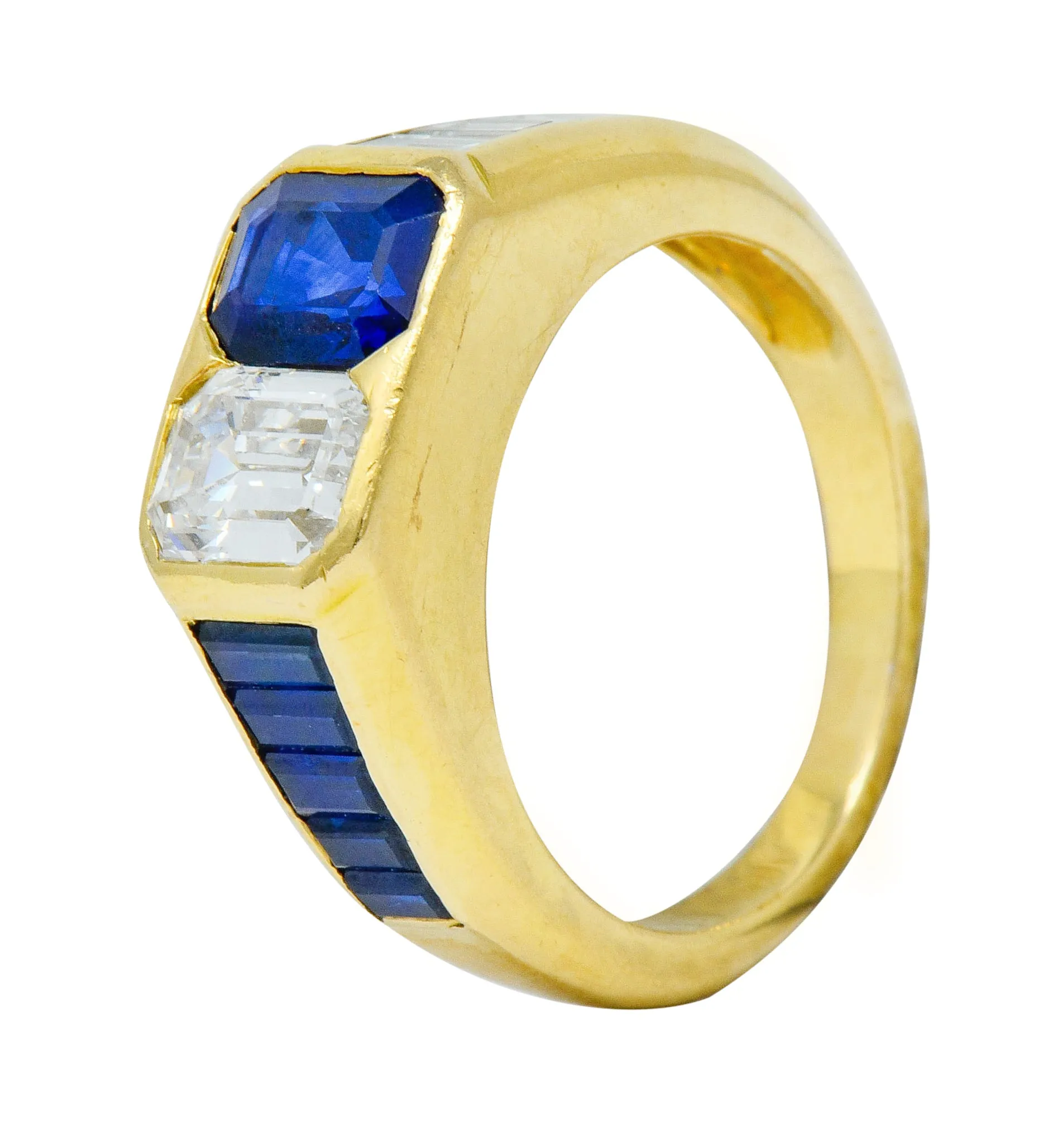 Van Cleef & Arpels 3.57 CTW Diamond Sapphire 18 Karat Gold French Unisex Vintage Ring