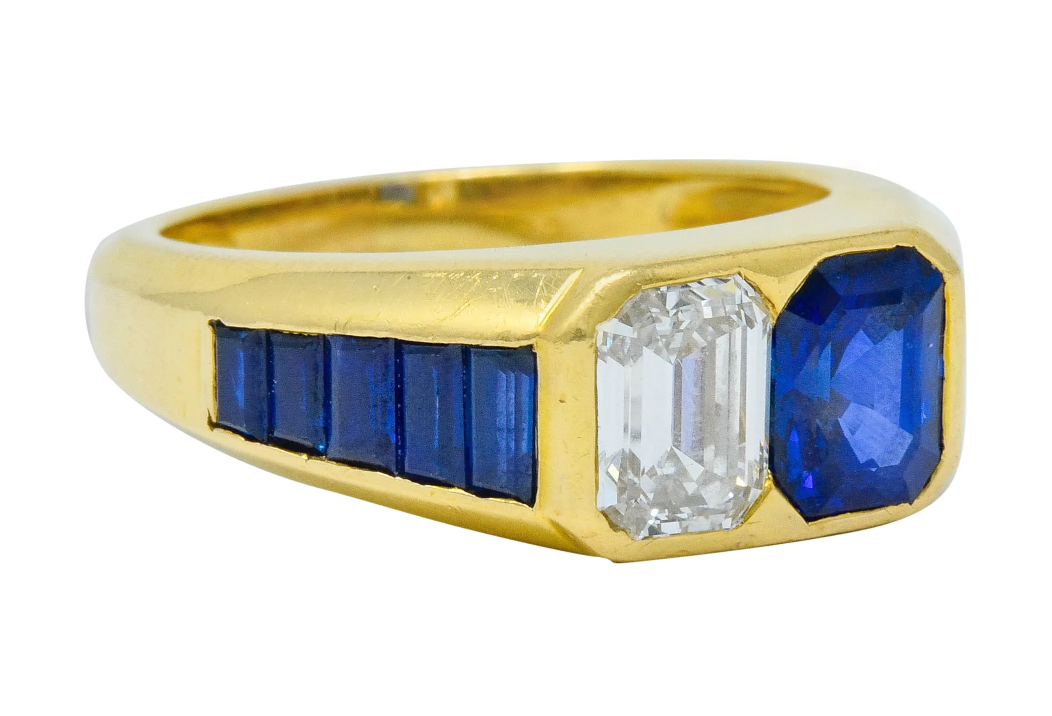 Van Cleef & Arpels 3.57 CTW Diamond Sapphire 18 Karat Gold French Unisex Vintage Ring