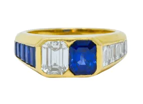 Van Cleef & Arpels 3.57 CTW Diamond Sapphire 18 Karat Gold French Unisex Vintage Ring