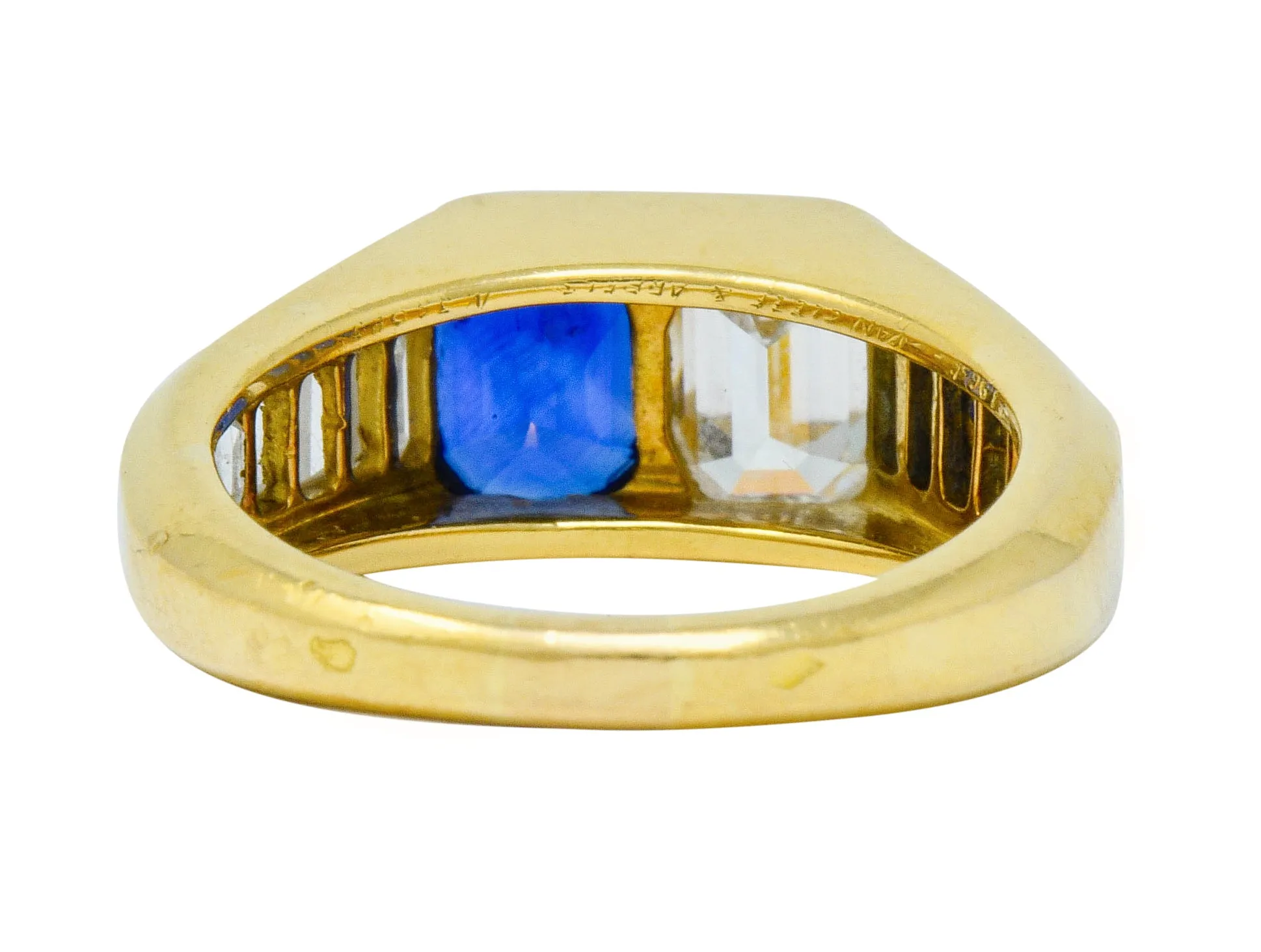 Van Cleef & Arpels 3.57 CTW Diamond Sapphire 18 Karat Gold French Unisex Vintage Ring