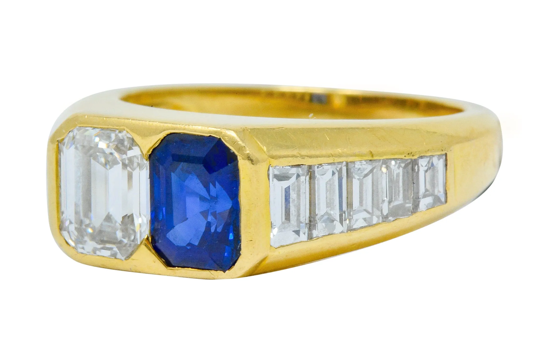 Van Cleef & Arpels 3.57 CTW Diamond Sapphire 18 Karat Gold French Unisex Vintage Ring