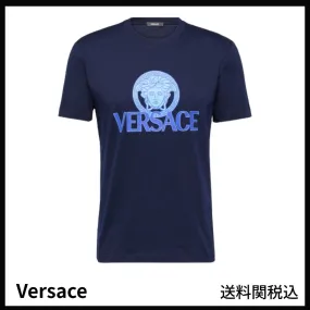 VERSACE  |Crew Neck Unisex Street Style Cotton Short Sleeves Logo