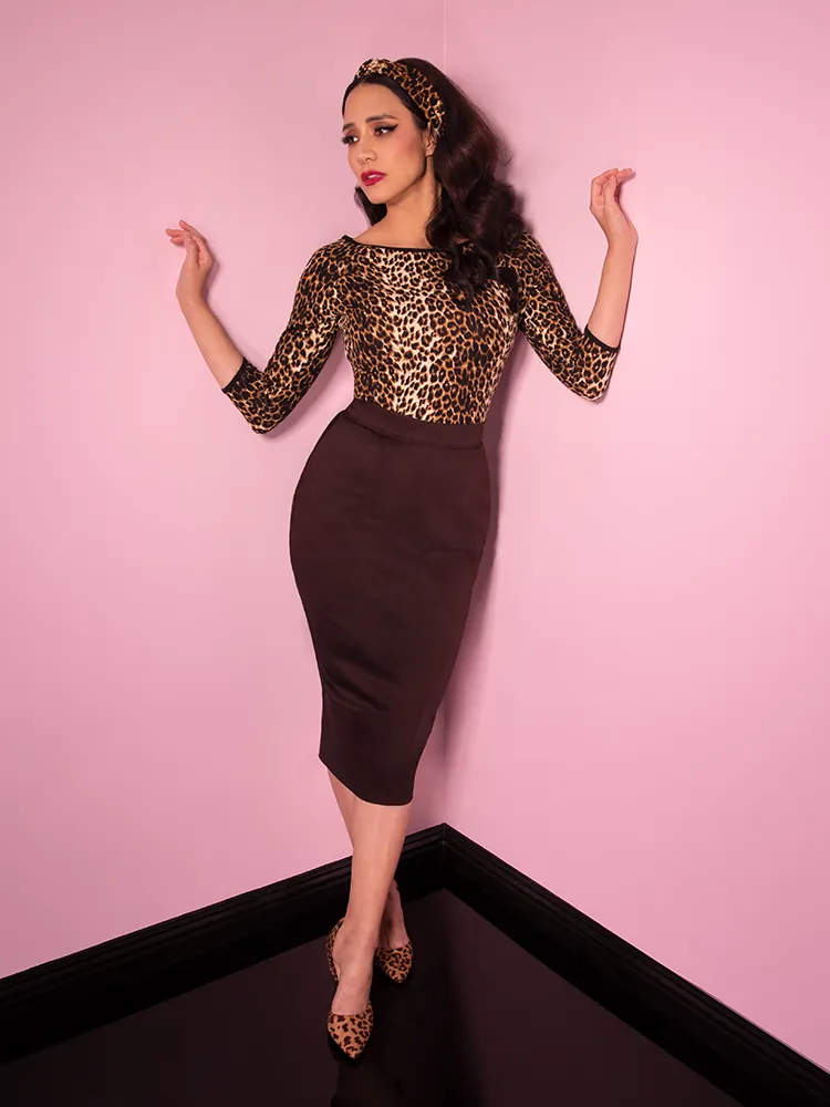 Vixen Pencil Skirt in Chocolate Brown (3XL ONLY)