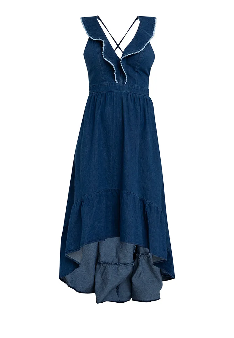 YERI HIGH LOW DENIM DRESS