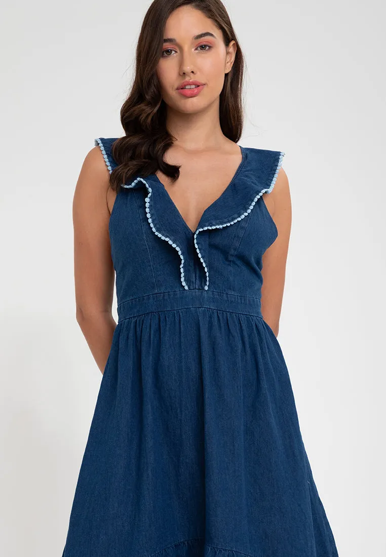 YERI HIGH LOW DENIM DRESS