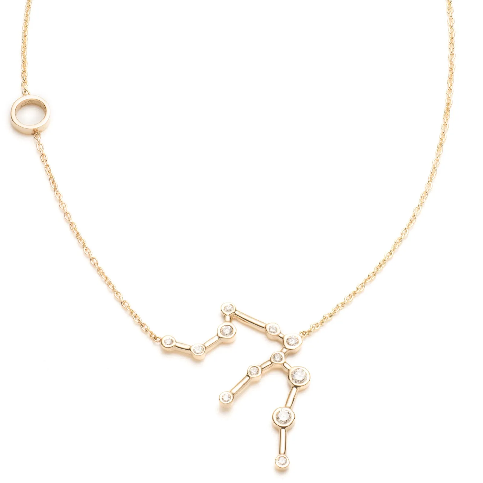 Zodiacs 14K & Diamond Aquarius + Air Necklace