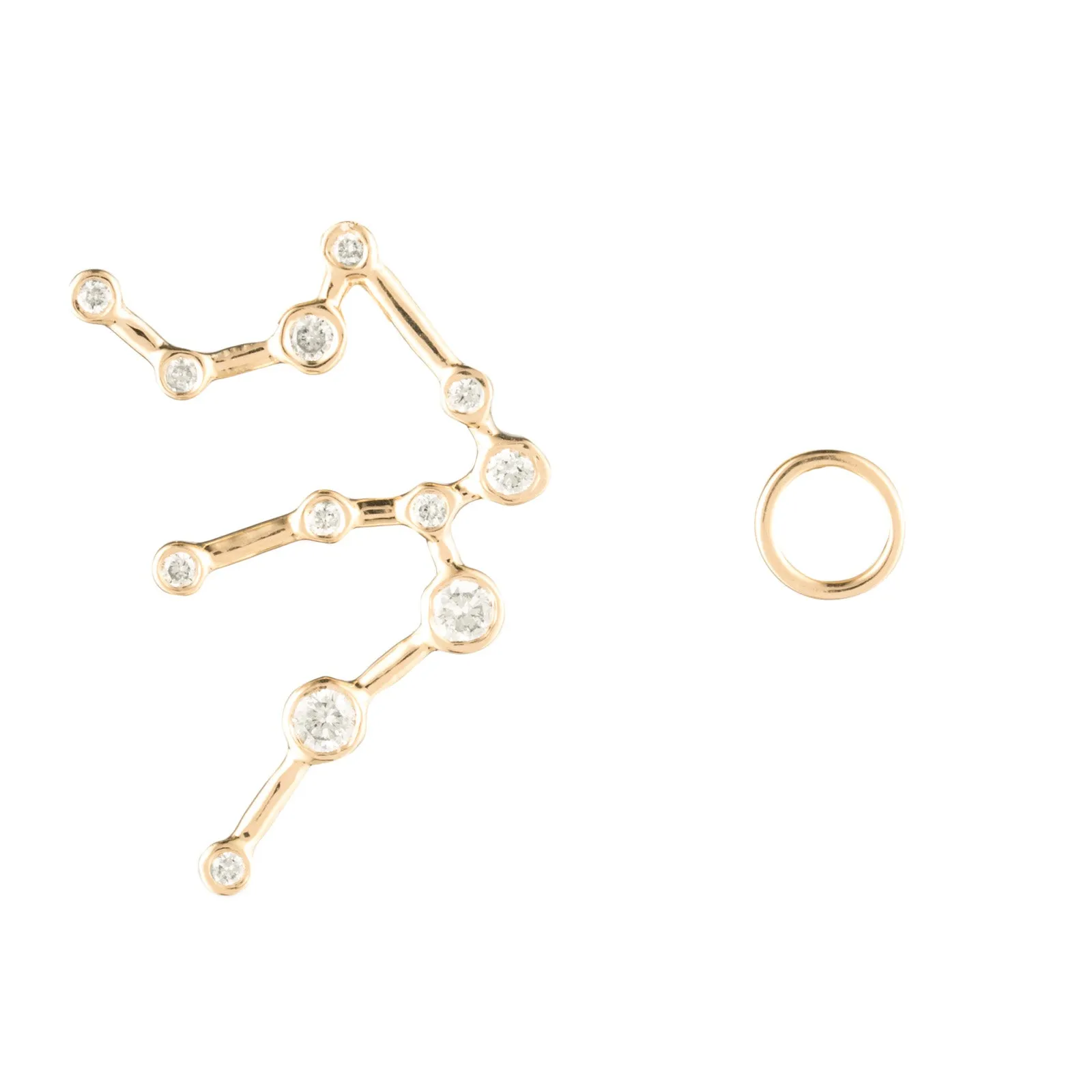 Zodiacs 14K & Diamond Aquarius + Air Stud Set